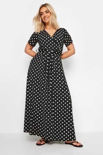 Robe Noire Maxi Design À Pois Cachecoeur Size 54-56 - Yours - Modalova