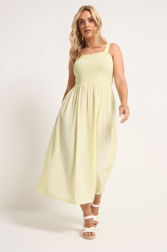 Robe Longue Smockée Jaune En Lin Size 48 - Yours - Modalova