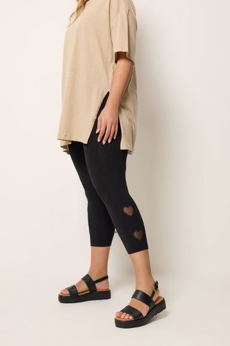 Legging Court Noir À Détail Mesh Et Cœur Size 48 - Yours - Modalova