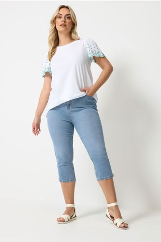 Pantacourt Bleu Clair Ava En Jean Size 48 - Yours - Modalova