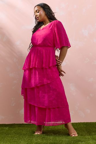 Robe Maxi Rose Volantée À Pois Size 44 - Yours - Modalova