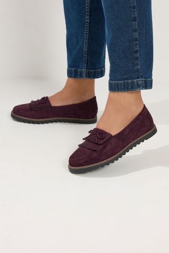 Mocassins À Franges Bordeaux En Imitation Daim, Coupe Large Esize 39EEE - Yours - Modalova