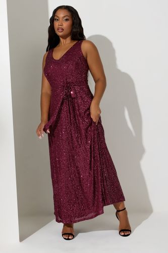 Robe Maxi Bordeaux À Sequins En Jersey Size 50 - Yours London - Modalova
