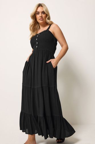 Robe Noire À Patte Smockée Size 54-56 - Yours - Modalova