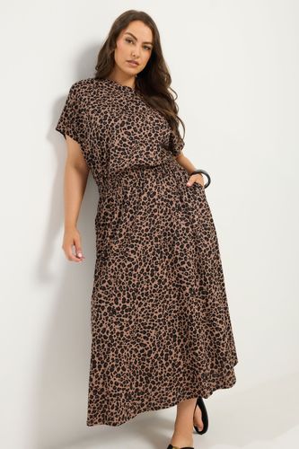 Robe Longue Marron À Imprimé Léopard Size 44 - Yours - Modalova