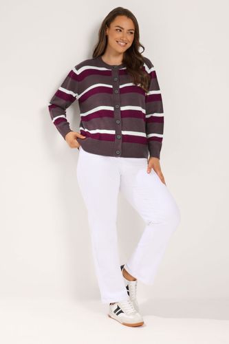 Cardigan Marron Chocolat À Rayures Size 54-56 - Yours - Modalova