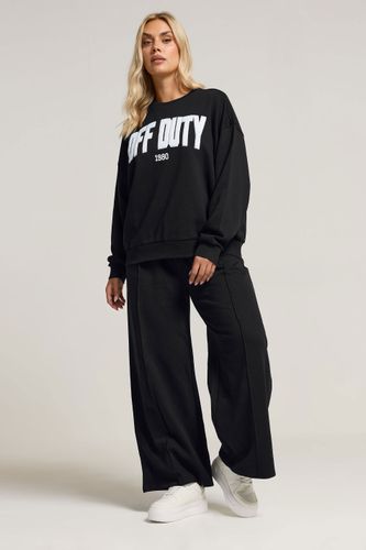 Sweatshirt Noir À Slogan « Off Duty » Size 44 - Yours - Modalova
