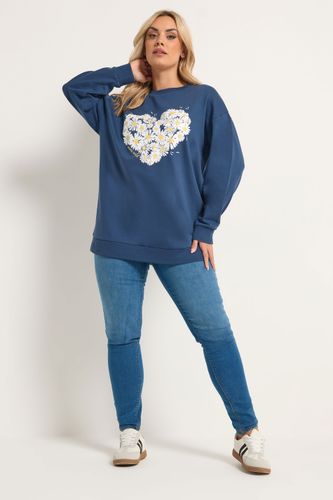Sweatshirt Bleu À Imprimé Marguerites Clouté Size 58-60 - Yours - Modalova