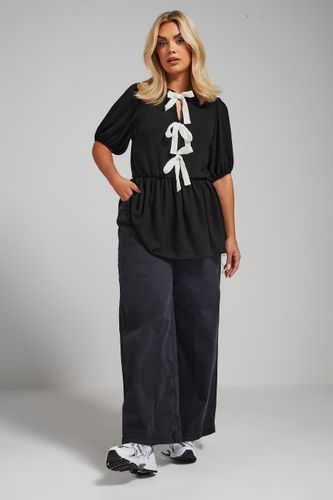 Top Noir Design Volanté & Noeuds Size 42 - Limited Collection - Modalova