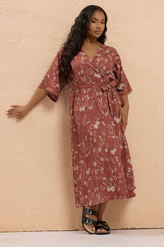 Robe Kimono Midaxi Rouille Paisley Size 44 - Yours - Modalova