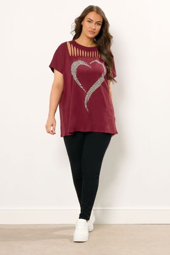 Haut Bordeaux Rouge À Imprimé Léopard Avec Détails En Forme De Cœur Size 44 - Yours - Modalova