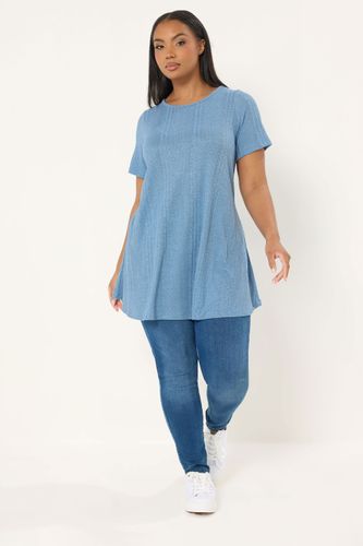 Tshirt Évasé En Maille Côtelée Douce Bleu Size 44 - Yours - Modalova