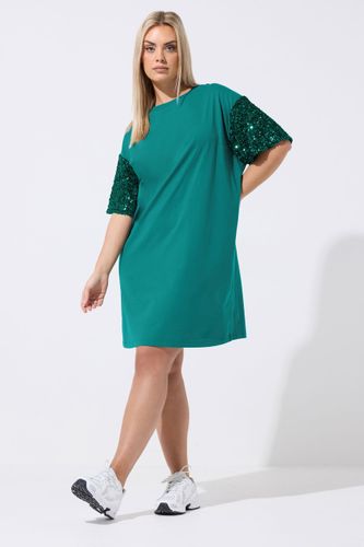 Robe Courte À Manches Ornées De Sequins Vert Size 44 - Limited Collection - Modalova