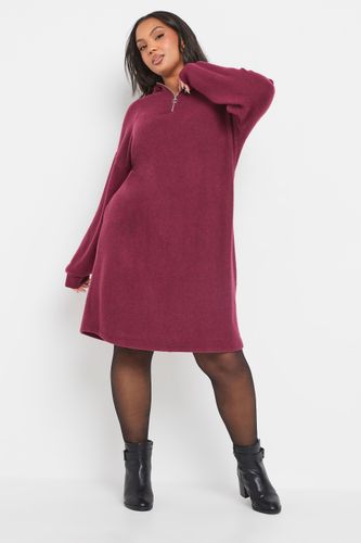 Robe Pull Zippée Rose Foncé Douce Au Toucher Size 48 - Yours - Modalova