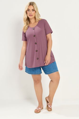 Top Trapèze Côtelé Rose À Boutons Sur Le Devant Size 50-52 - Yours - Modalova
