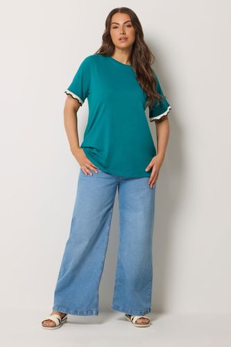 Tshirt Bleu Sarcelle Métallisé Avec Bordures En Crochet Size 42 - Yours - Modalova