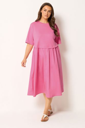 Robe Tshirt Milongue En Popeline Rose Size 54-56 - Yours - Modalova