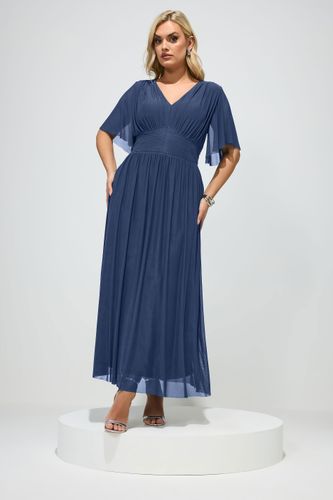 Robe Longue Froncée Bleu Marine Size 48 - Yours London - Modalova
