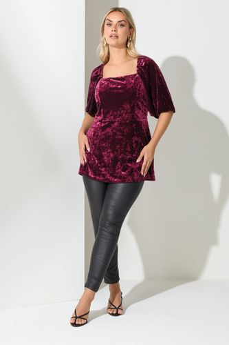 Haut À Col Carré En Velours Rouge Vin Size 46 - Yours London - Modalova