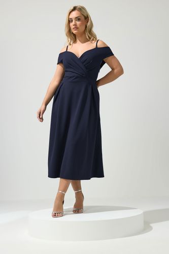 Robe Patineuse Bleu Marine À Col Bardot Size 44 - Yours London - Modalova