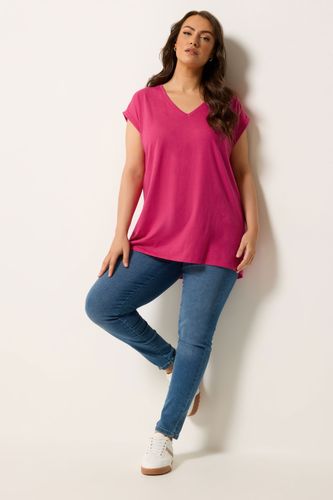 Tshirt Basique À Col En V Rose Size 48 - Yours - Modalova