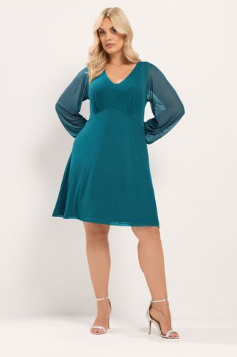 Robechemise En Mesh À Manches Ballon Bleu Sarcelle Size 42 - Yours - Modalova
