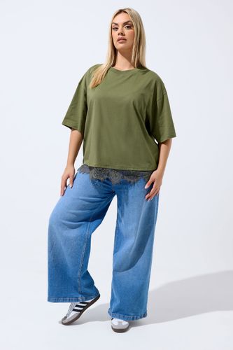 Tshirt Vert Kaki À Ourlet En Dentelle Size 48 - Limited Collection - Modalova