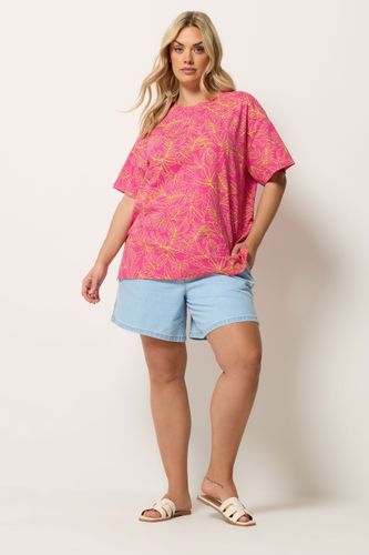 Tshirt Droit Rose Et Jaune À Imprimé Feuilles Size 44 - Yours - Modalova