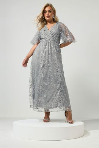 Robe Longue À Sequins Argent Céleste Size 52 - Yours London - Modalova