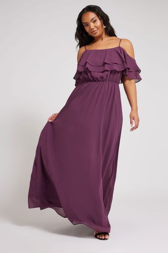 Robe Maxi Pourpre Bardot Volanté Size 42 - Yours London - Modalova