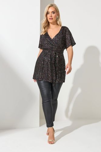 Top Cachecoeur Noir Pailletté Arcenciel Size 46 - Yours London - Modalova