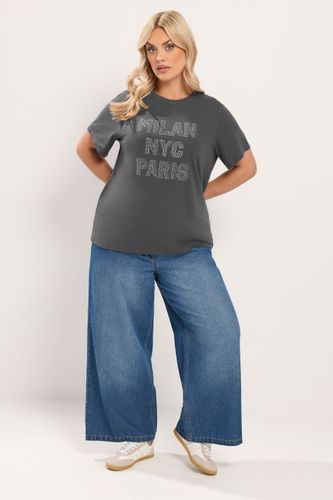 Tshirt Gris Clouté « Milan, Nyc & Paris » Size 48 - Yours - Modalova