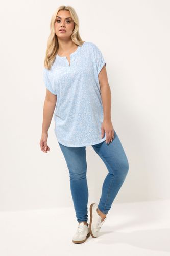 Top Bleu À Encolure Crantée Et Motif Floral Burnout Size 44 - Yours - Modalova
