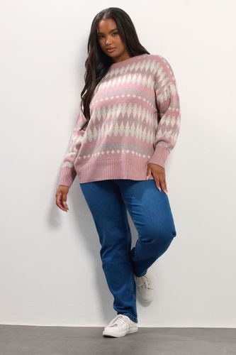 Pull Métallisé Rose Fairisle Size 42-44 - Yours - Modalova