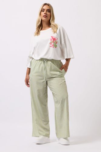 Pantalon Large À Carreaux Vichy Vert Sauge Size 46 - Yours - Modalova