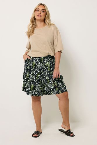Short Noir Texturé À Imprimé Feuilles Size 44 - Yours - Modalova