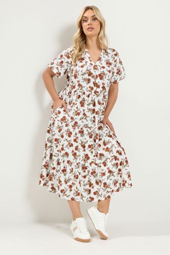 Robe Étagée Blanc Ivoire À Fleurs Size 44 - Yours - Modalova