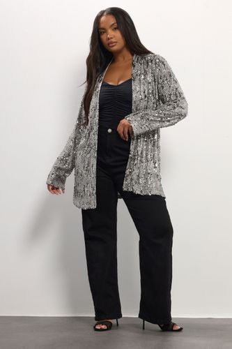 Kimono À Paillettes Argentées Size 44 - Yours - Modalova