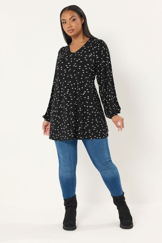 Top Noir À Pois Plissé Sur Le Devant Size 66-68 - Yours - Modalova