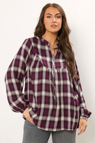 Blouse À Col Noué À Carreaux Bordeaux Rouge Size 44 - Yours - Modalova