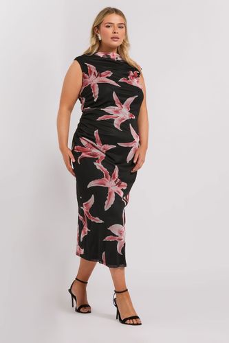 Robe Midaxi Noire Floral Rose Sans Manches Size 46 - Yours London - Modalova