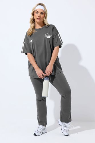 Active Legging Évasé Gris À Rayures Latérales Size 48 - Yours - Modalova