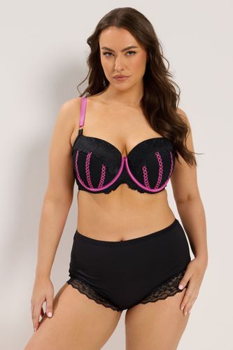 Soutiengorge Rembourré À Armatures Noir Et Rose Avec Ruban Size 105B - Yours - Modalova
