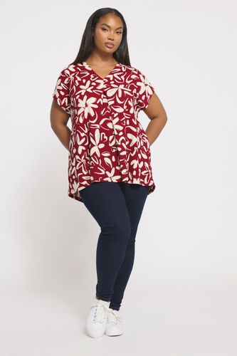 Haut Plissé Texturé À Fleurs Rouges Size 50-52 - Yours - Modalova