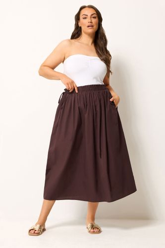 Jupe Milongue En Popeline Marron Chocolat Size 44 - Yours - Modalova