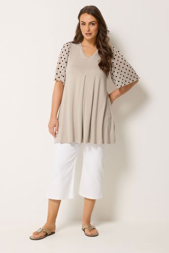 Top Marron Naturel Avec Manches À Pois Size 48 - Yours - Modalova