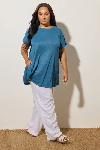 Tshirt Côtelé Doux Au Toucher Bleu Moyen Size 44 - Yours - Modalova