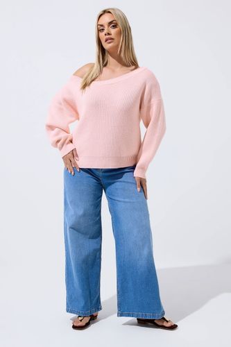 Pull Rose En Maille À Épaules Dénudées Size 42-44 - Limited Collection - Modalova