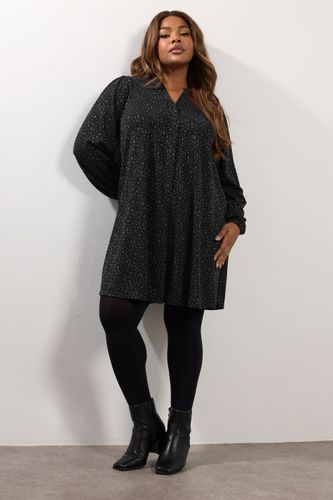 Curve Robe Courte Plissée Noire Métallisée Size 44 - Yours - Modalova