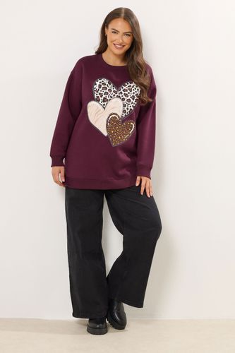 Sweatshirt Imprimé Triple Cœur Bordeaux Size 48 - Yours - Modalova